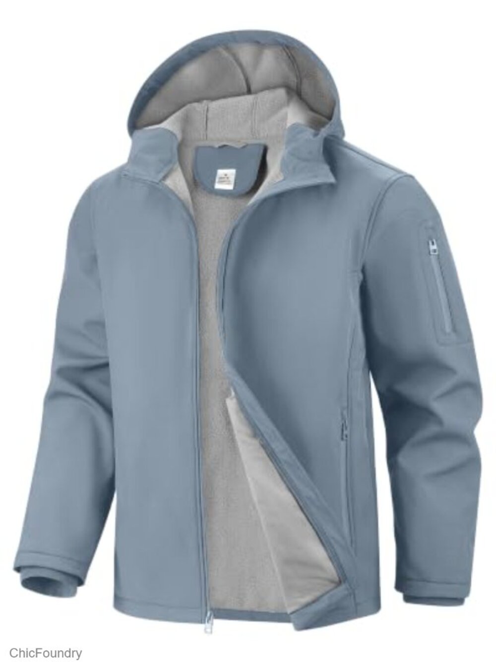 Fleece Lined Softshell Rain Jacket Waterproof Warm Hooded Coat
